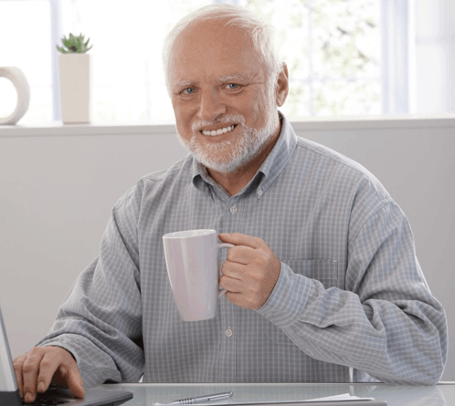 Harold smiling through visible pain